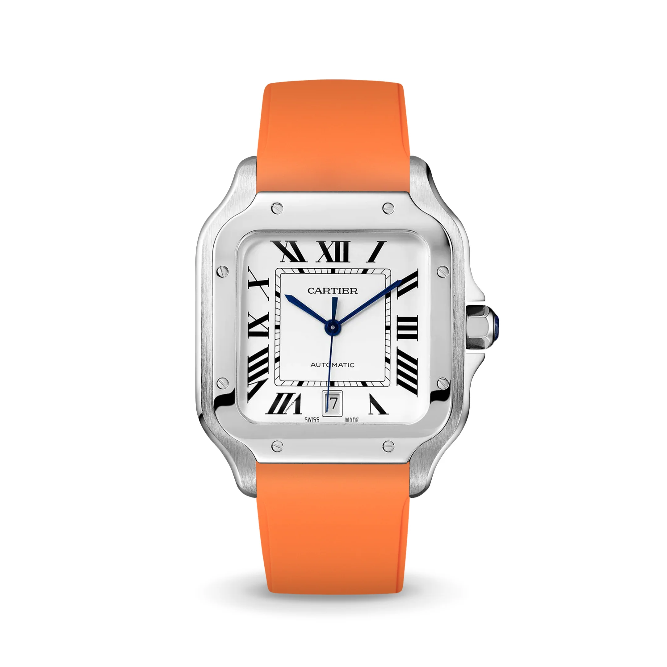 Orange CTS Rubber Strap for Cartier Santos de Cartier