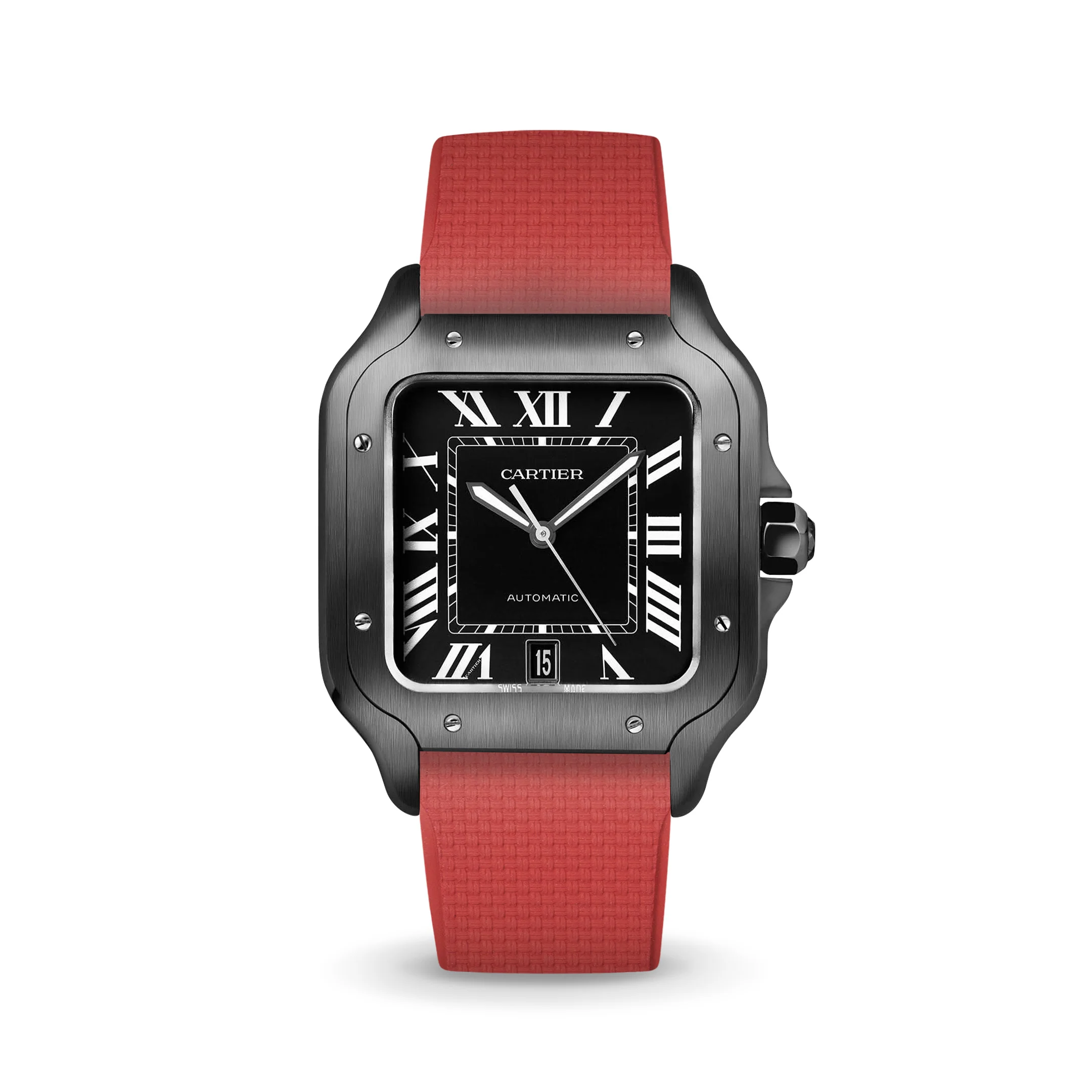 Red Sailcloth CTS Rubber Strap for Cartier Santos de Cartier